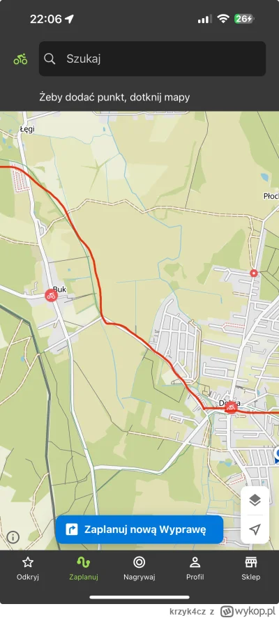 krzyk4cz - @jazdaniebieski2023 tak jak zaznaczyłem jedziesz, ogarnij sobie komoot, ta...