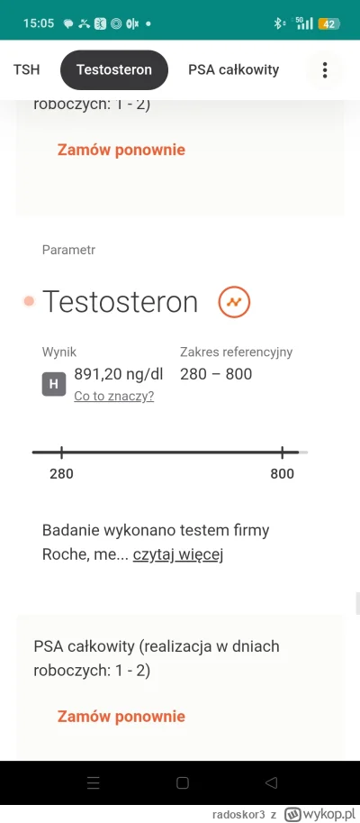 radoskor3 - @Dominias 42 lata miałem jak robiłem ostatni wynik testosteronu ze zdjęci...