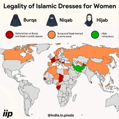 YukiTsunoda - Legalność noszenia islamskich strojów dla kobiet.
#ciekawostki #mapporn...