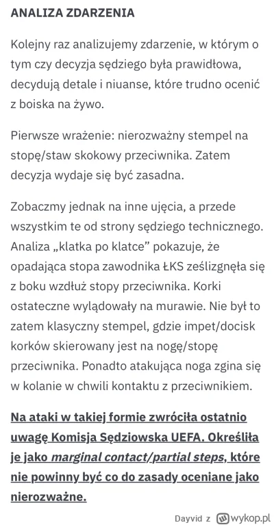 Dayvid - Można nie dać kartki jeśli „docisk nie był skierowany na stopę” a but ześliz...