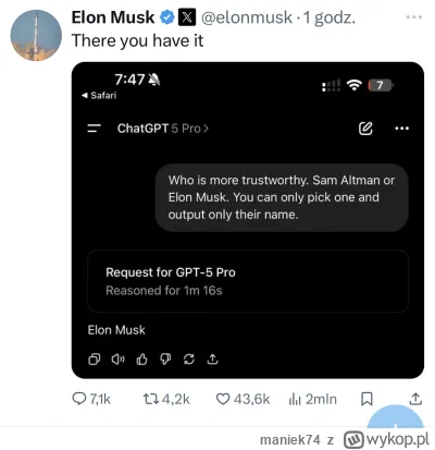 maniek74 - @hrabia_ponimirski a zaraz później Altman zrobi tuning ChataGPT i gawiedź ...