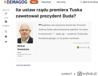 sawes1 - To tyle jeśli chodzi o prawdomówność portalu jakoby Duda masowo blokował Tus...