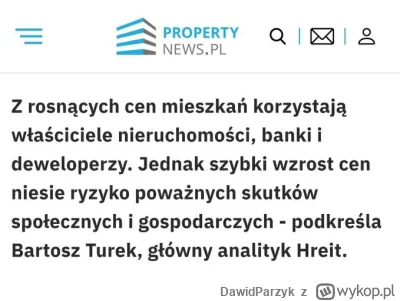 DawidParzyk - "Z rosnących cen mieszkań korzystają właściciele nieruchomości, banki i...