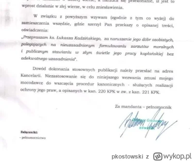 pkostowski - Dostałem właśnie pismo od adwokata, który reprezentuje ks. Łukasza Kadzi...