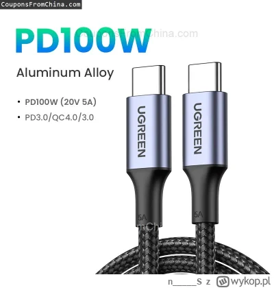 n____S - ❗ UGREEN 100W USB C to USB C Cable 1m Metal
〽️ Cena: 4.70 USD (dotąd najniżs...