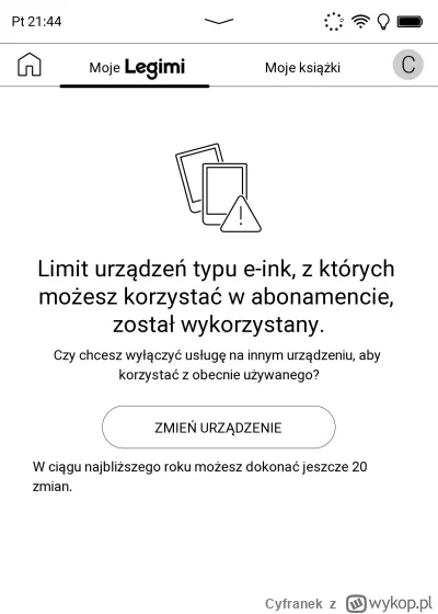 Cyfranek - @lunaexoriens: Nie da się z poziomu czytnika/aplikacji? U mnie pisze "zmie...