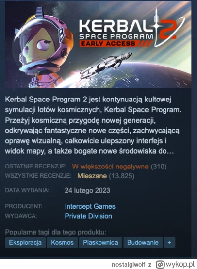 nostalgiwolf - Wchodzę do sklepu Steam na stronę KSP2  by sprawdzić czy coś się popra...