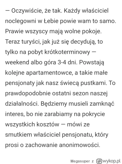 Megasuper - Właściciele "pensjonatów" narzekają bo ludzie wolą wynająć apartament niż...