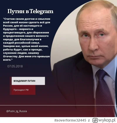itsoverforme32445 - Przemówienie Putina 07.08.2018:

????️"Uważam za swój obowiązek i...