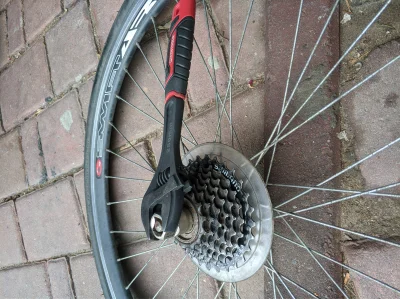 bartosz325 - #rower #serwisrowerowy
Nie idzie odkręcić tego wolnobiegu. Zapieram koło...