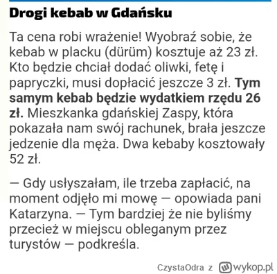 CzystaOdra - Lol. "Fakt" kręci aferę, bo ich czytelniczka wydała na dwa kebaby w Gdań...