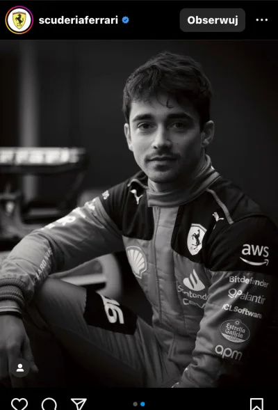 Kolikol - Na oficjalnym instagramie Ferrari podaje, że Charles Leclerc zmarzł, nie wi...