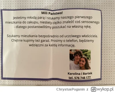 ChrystusPoganin - Hej! Jakaś miła parka w mojej okolicy szuka mieszkania na sprzedaż....