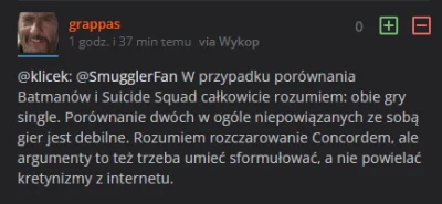 SmugglerFan - wykopek oburzyl sie ze nie mozna porownywac killzone 2 z concord bo to ...