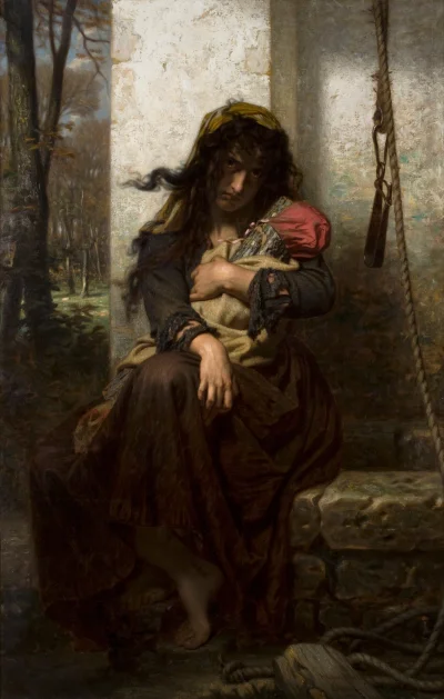 GARN - #sztuka #art #malarstwo #obrazy autor: Hugues Merle, The Lunatic of Etretat (1...