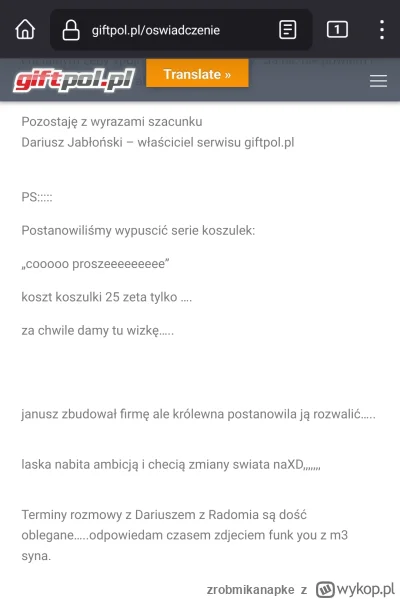 zrobmikanapke - jest update oświadczenia #januszebiznesu z #giftpol XD #heheszki #pra...