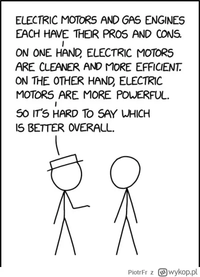 PiotrFr - Spalinowe i elektryki mają swoje wady i zalety ( ͡° ͜ʖ ͡°)

#motoryzacja