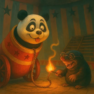 onogero - Jutro z rana wielka granda,
W stronę Bielska leci panda.
Pod Krzyżową wyląd...