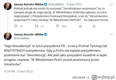 Jarusek - @Lukardio: 
JE Józio Bajden
JE Pan Prezydent Władimir Władimirowicz Putin

...
