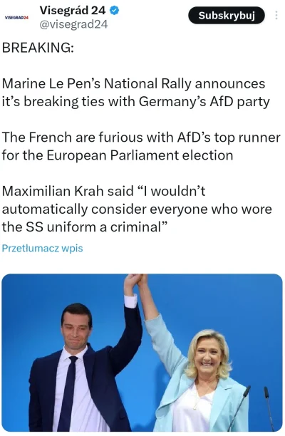 officer_K - Już nawet Le Pen brzydzi się kolegami k0nfiarskich rusofili z afd. Ciekaw...