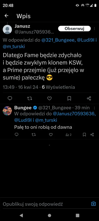 ludi91 - #famemma Bandura się odkleił na tt. Wyzywa #primemma że robi pałe. I wyzywa ...