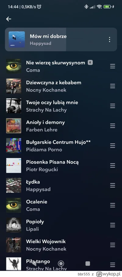 bbr555 - @tesknilam_: nie moja playlista. Tak mi dzisiaj gra tidal. Zacząłem od "desz...