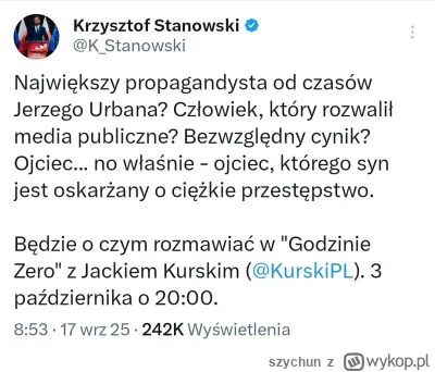 szychun - #polityka #kanalzero

- Panie Jacku, to jak było z tym TVPis? 
- Panie Krzy...