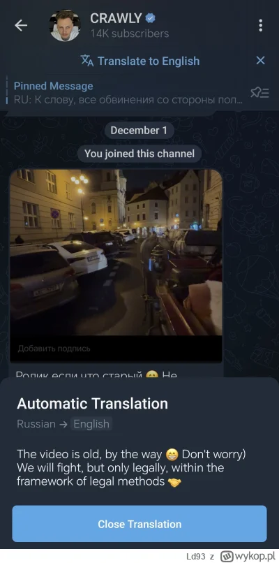 Ld93 - @mk321 sam się przyznał na swoim Telegramie