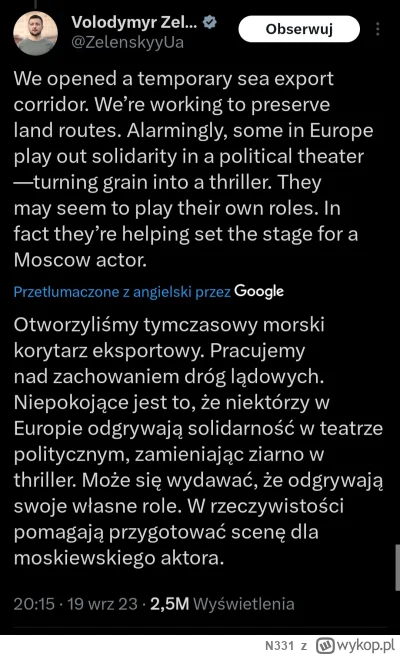 N331 - Rząd nie odpowiedział odpowiednio na działania Ukrainy w szkalowaniu dobrego i...