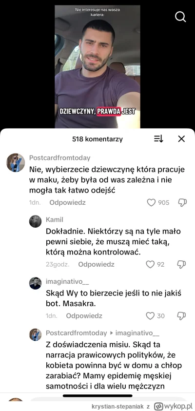 krystian-stepaniak - Typ powiedział że facetów nie interesuje kariera baby i bez prob...