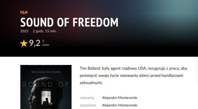 mohiccan - > Lewica i Hollywood celowo cenzuruje film Sound of Freedom.

Czyli może t...