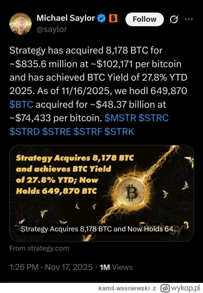 kamil-wasniewski - #bitcoin #kryptowaluty
Ciekawe skąd na to pieniąszki wziął, pewno ...