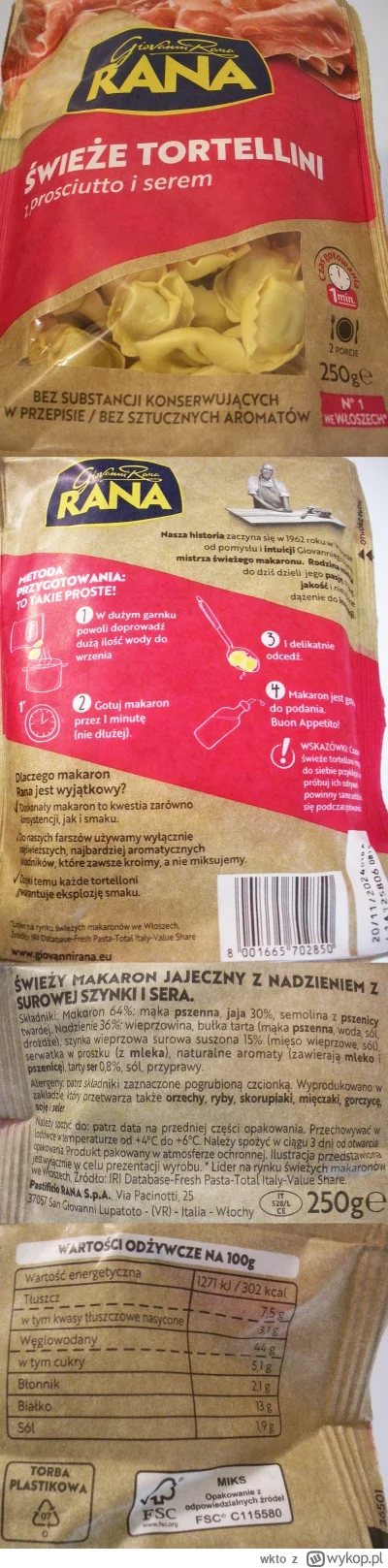 wkto - #listaproduktow
#tortellini z prosciutto i serem Giovanni Rana #giovannirana
a...