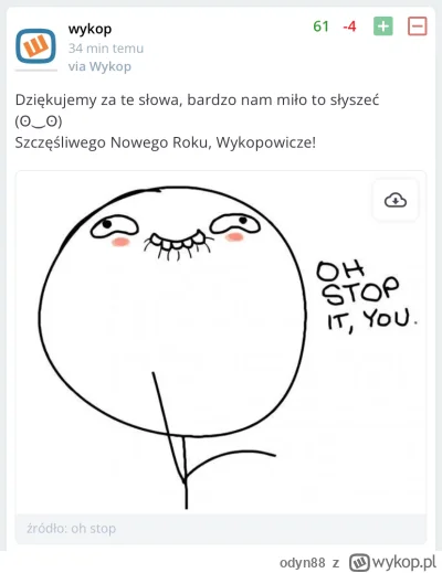 odyn88 - Znalezisko z ciepłymi słowami w stronę moderacji poszło na główną i zostało ...