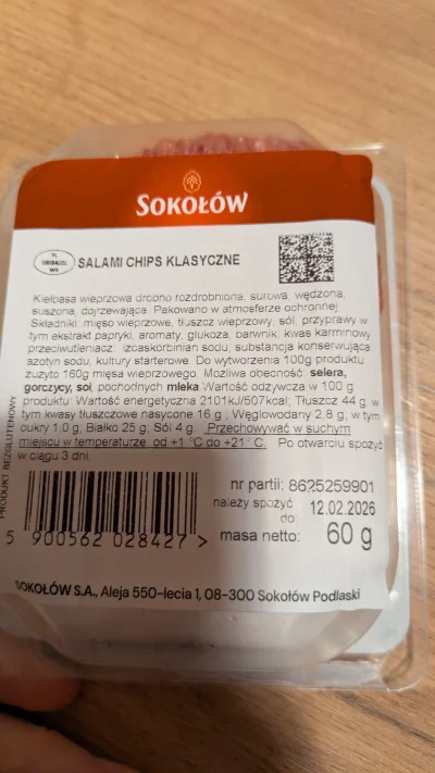 Trixee - Jak nazywa się produkt z którego jest krojone Salami Chips Sokołowa? Porcja ...