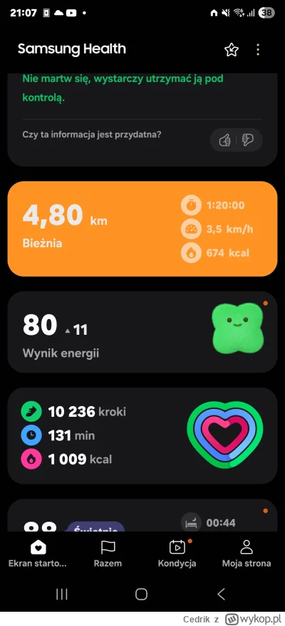 Cedrik - #chwalesie bo od około 4 tygodni w tygodniu udaje mi się utrzymać minimum 7 ...