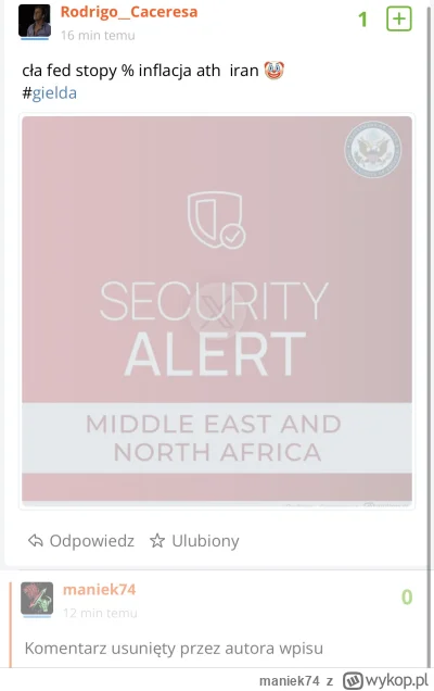 maniek74 - #gielda

@Rodrigo__Caceresa czemu kasujesz? Grzecznie przecież zapytałem, ...