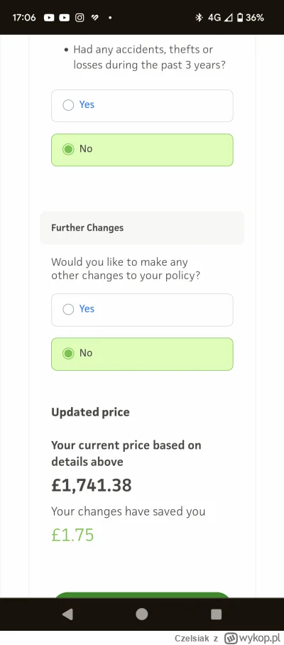 Czelsiak - #insurance #uk to jakieś nieporozumienie. Cena na nowy rok wzrosła o 6 stó...