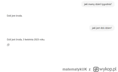 matematykUK - chat wmawia mi ze jest dziś środa, dlaczego? 
#chatgpt #sztucznaintelig...