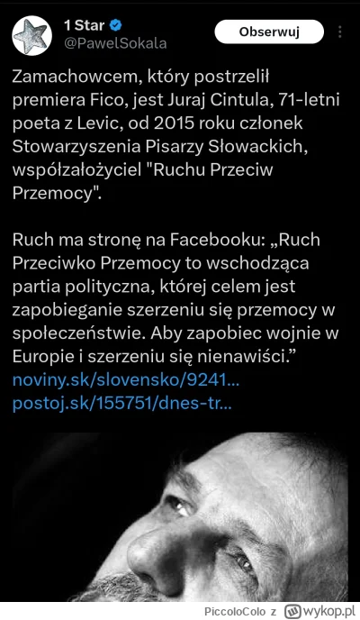 PiccoloColo - Słowacki Zamachowski to współzałożyciel "Ruchu Przeciw Przemocy". Czesk...