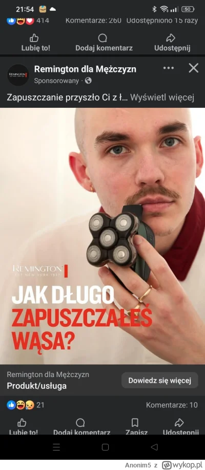 Anonim5 - #przegryw skąd wy wiecie że zapuściłem wąsa chyba przez przednią kamerkę mn...