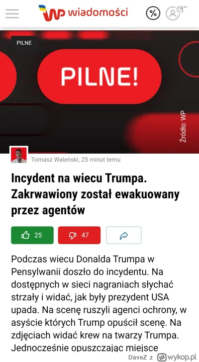 DaveZ - Zamach na byłego i prawdopodobnie przyszłego prezydenta największego mocarstw...