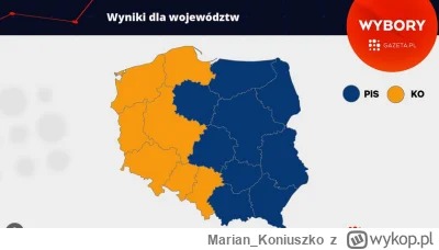 Marian_Koniuszko - Na żółto zaznaczone województwa, gdzie lokowani będą imigranci.