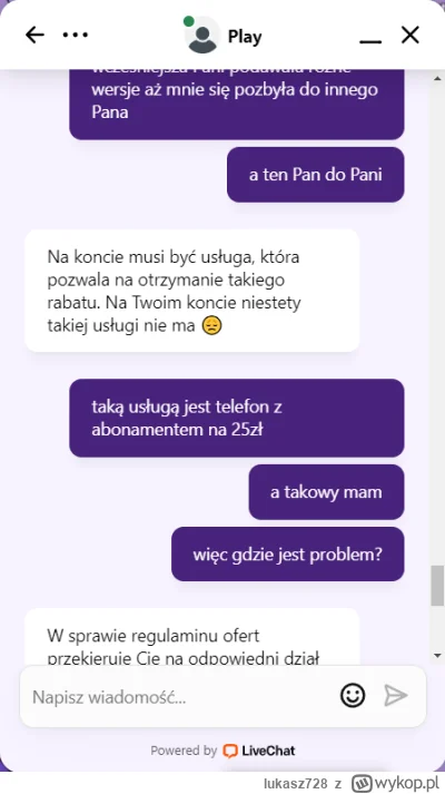 lukasz728 - Ehh #play to jednak stan umysłu.
Chciałem nową ofertę, konsultanci nie po...