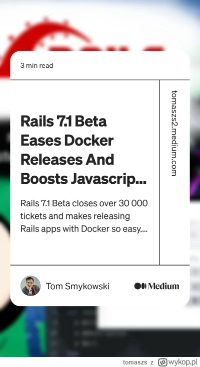 tomaszs - Rails wygeruje pliki Dockera i umożliwia użycie Bun do przyspieszenia JavaS...