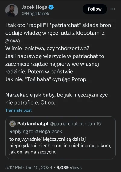 D.....y - Popieram wprowadzenie w Polsce patriarchatu. Dlatego też nigdy nie będę wal...