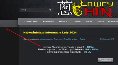 LowcyChin - Korzystając w okazji w przypiętym poście na stronie LowcyChin.pl znajdzie...