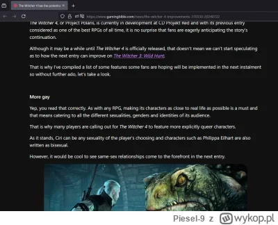 Piesel-9 - Czego od Wiedźmina 4 oczekuje międzynarodowe środowisko?
#wiedzmin