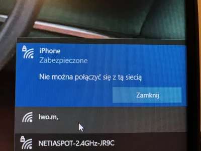 iwunio - Nie mogę połączyć PC z hotspotem iPhone’a, wyświetla mi się taki komunikat, ...