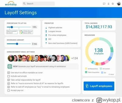 clowncore - Ciewostka:aplikacja od Workday.com ma swoj osobny panel do masowego zwaln...